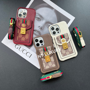 Étui iPhone élégant et design avec porte-cartes et cordon 