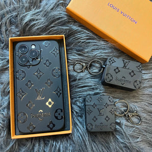 Étui AirPods noir tendance (Full M Love) 