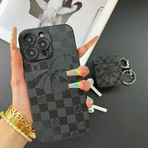 Black Trendy Airpods Case (Bowknot Love )