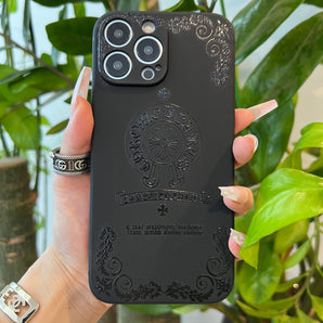 Étui de téléphone noir tendance (Cœur au centre) 