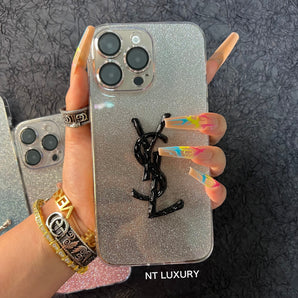 Coque de téléphone pailletée brillante « Oui » pour iPhone 