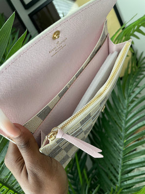 Long White/Pink Checkered Wallet *comes with box*