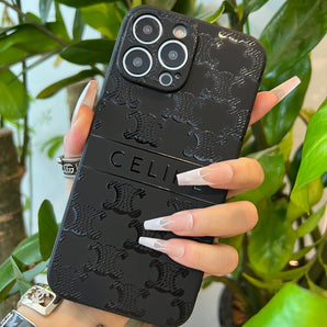 Étui de téléphone noir tendance (Courbe centrale) 