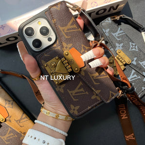 Unique Lock Design Phone Case with Card Pocket & Rope (3 Pieces)