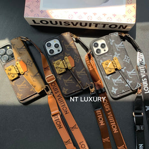 Unique Lock Design Phone Case with Card Pocket & Rope (3 Pieces)