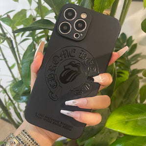 Étui de téléphone noir tendance (Cœur et lèvres) 