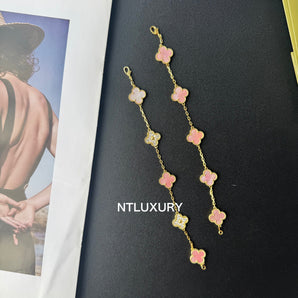 Bracelet Fille Coquillage & Feuilles Brillantes (Rose)