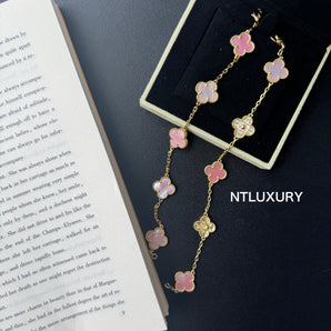 Bracelet Fille Coquillage & Feuilles Brillantes (Rose)