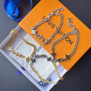 Gold Black Love Chain Bracelet