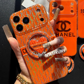 Orangefarbene MagSafe-Handyhülle mit Halterung