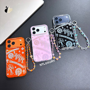 Cute Chrome Design Phone Case with Strap