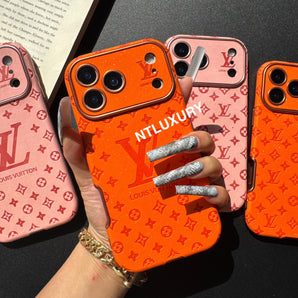 Handyhülle mit orangefarbenem Glitzerdesign