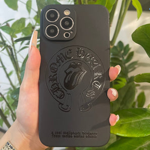 Étui de téléphone noir tendance (Cœur et lèvres) 