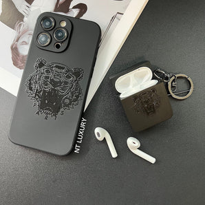 Black Trendy Airpods Case ( Tiger )