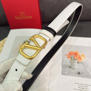 Women's Glossy Leather Metal Logo Belt