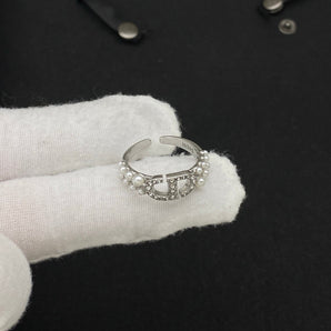 Bague pour fille avec perle et colombe, motif fille