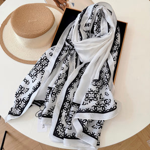 CC White Girl Silk Long Scarf